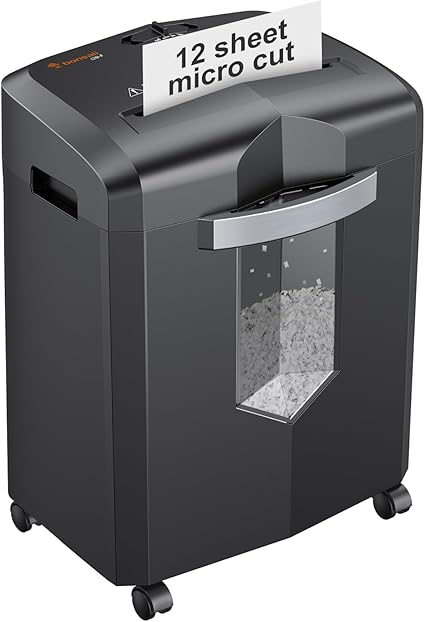 Bonsaii 12-Sheet Micro Cut Paper Shredder, Heavy Duty Shredder for Home Office